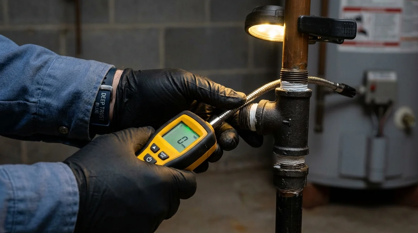 Gas leak detection with electronic sniffer by Johns Plumbing LLC in Key Largo