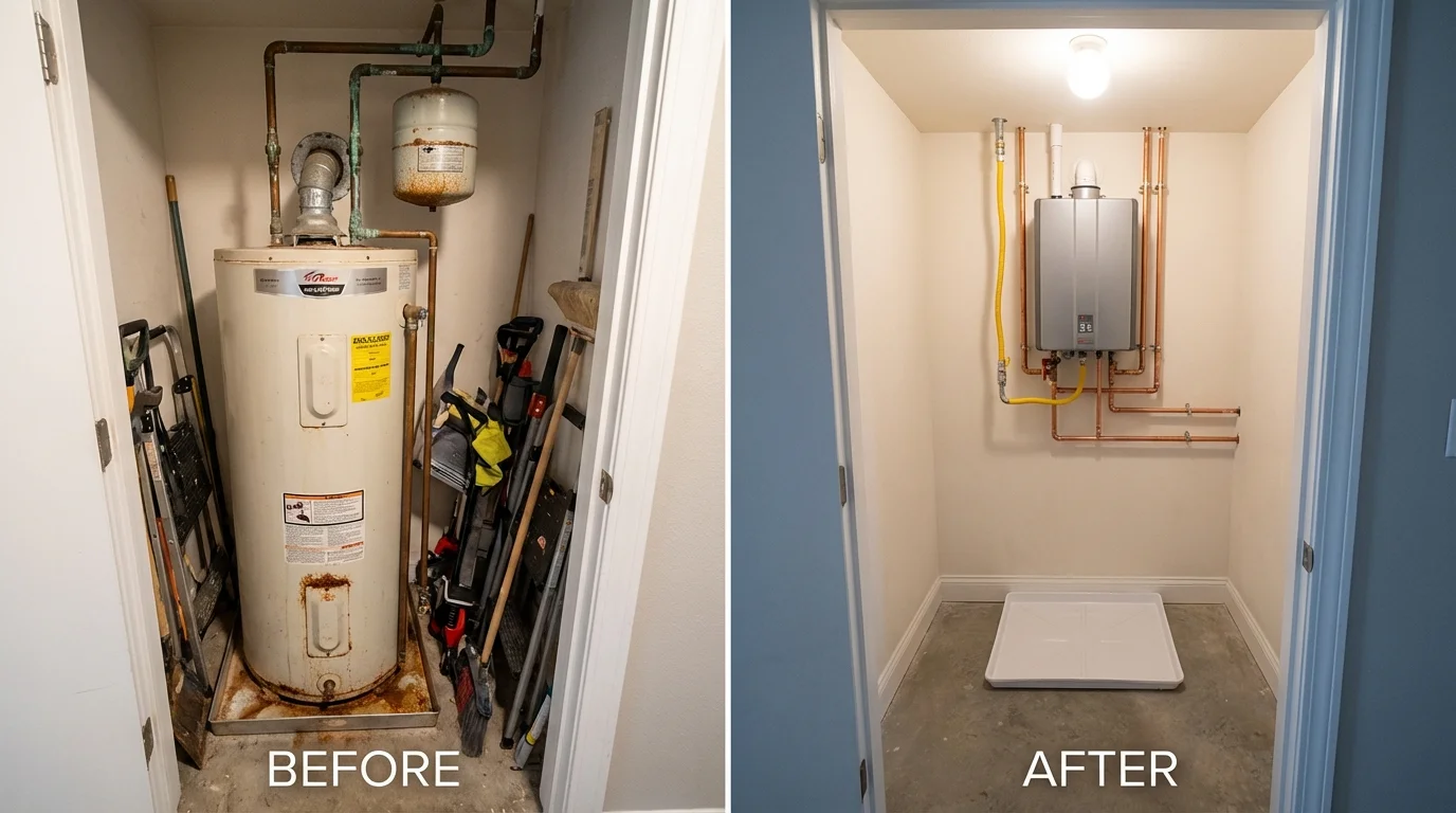 Tank water heater versus wall-mounted tankless unit comparison for Key Largo, FL homeowners