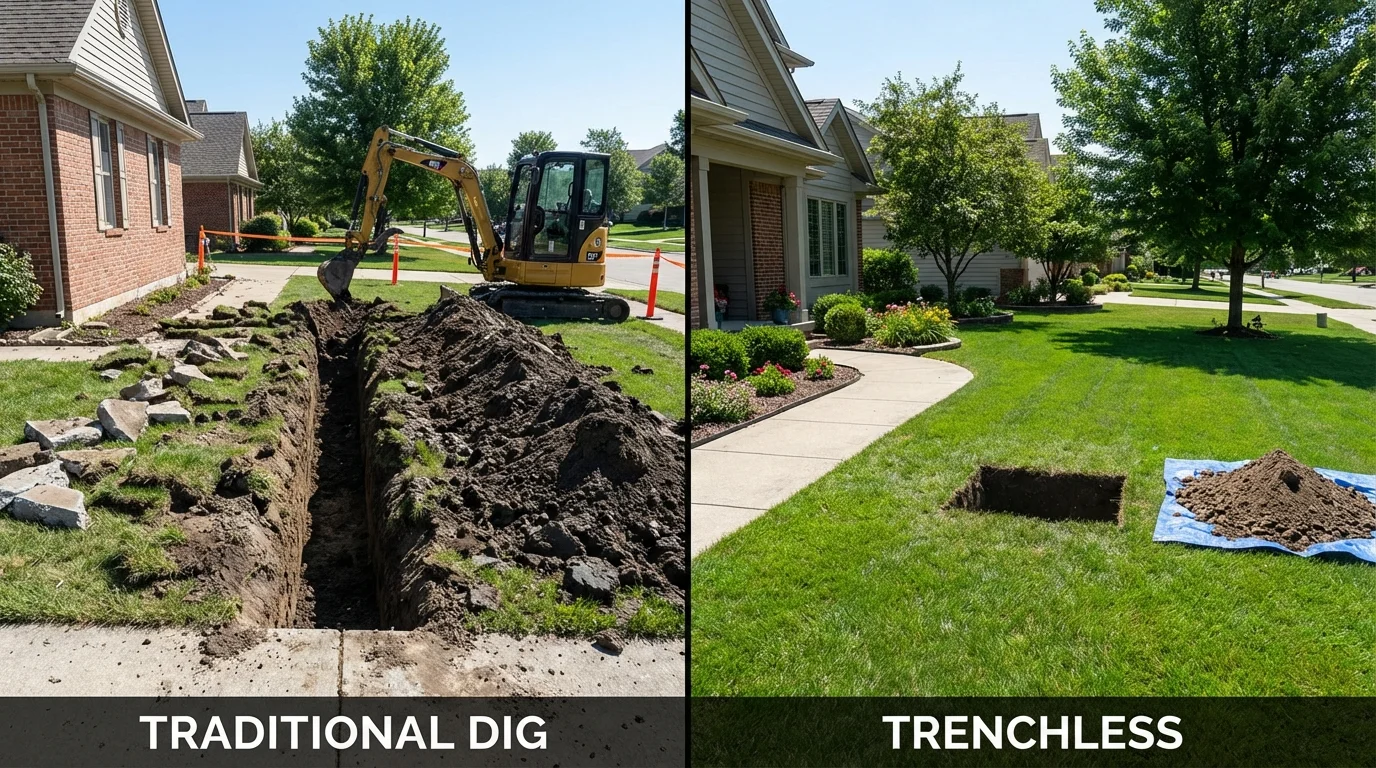 Trenchless sewer repair with minimal yard damage versus traditional excavation in Key Largo, FL